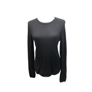 Peck & Peck 100% 2-ply Cashmere Black Crew Neck Sweater Long Sleeve Sz Medium